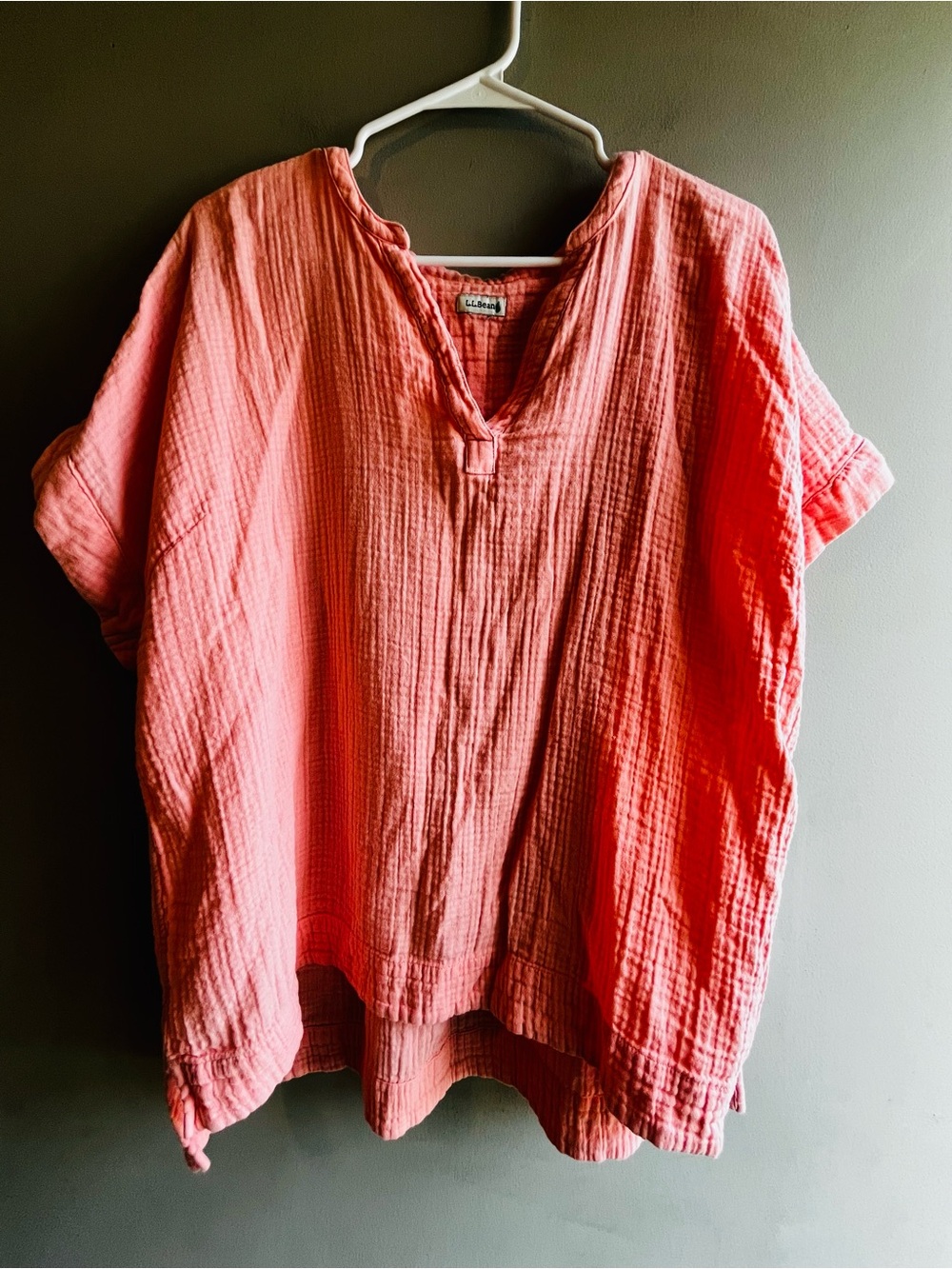 L.L. Bean 100% Cotton Gauze V-Neck Tunic in Coral XL - Picture 4 of 7